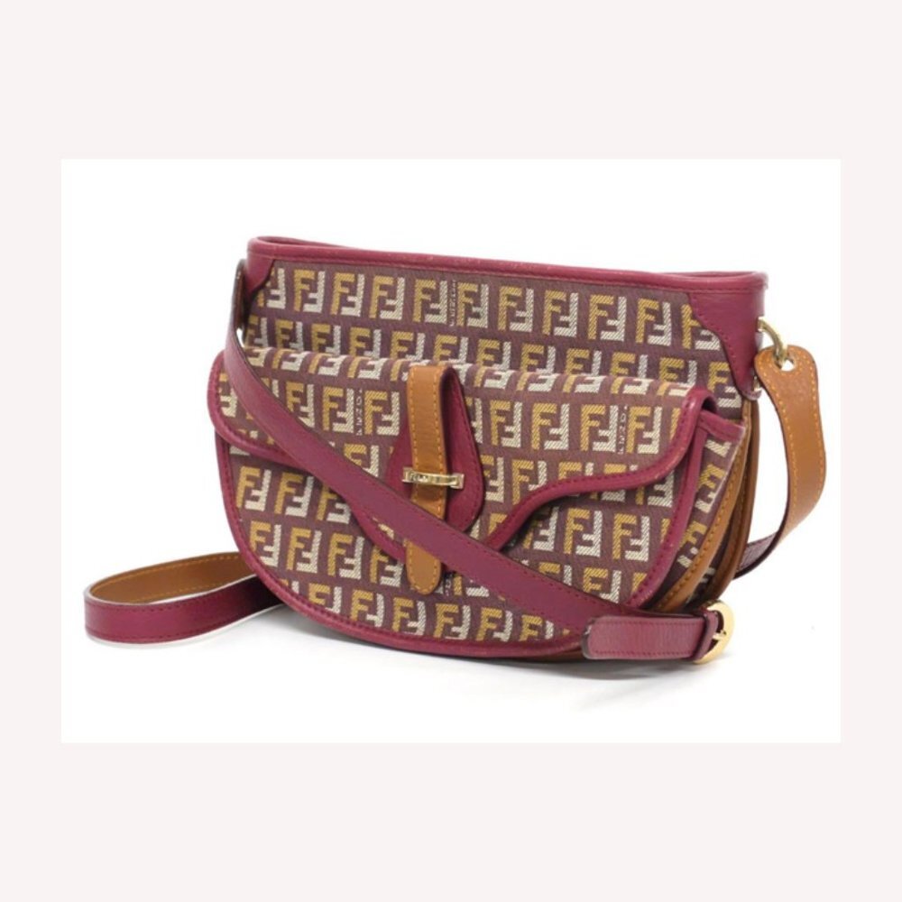 Fendi Bordeaux x Brown Monogram FF Zucca Crossbody Bag 241490